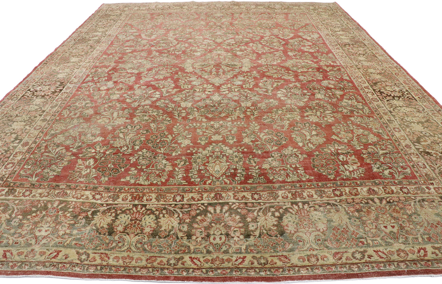 10 x 13 Antique Persian Sarouk Rug 53445