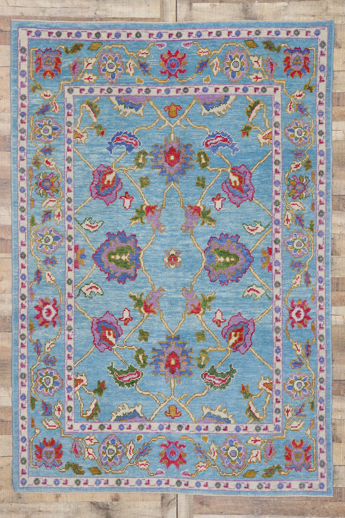 6 x 9 Colorful Turkish Oushak Rug 53462