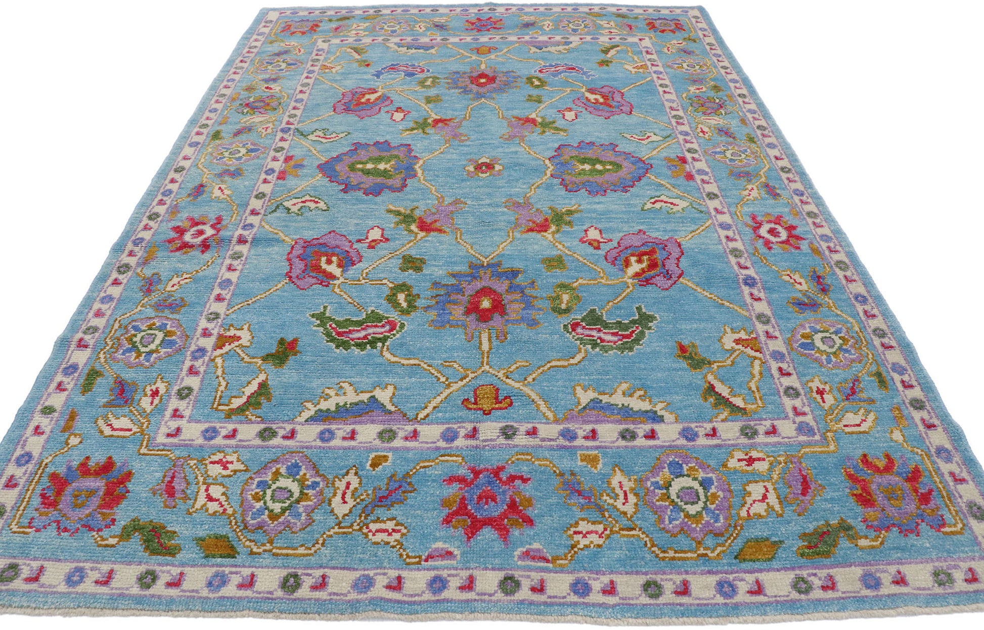 6 x 9 Colorful Turkish Oushak Rug 53462