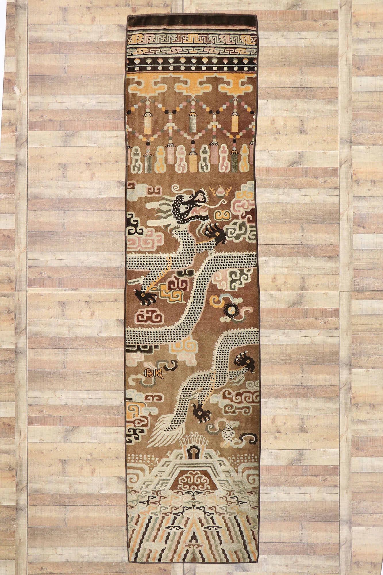 3 x 14 Antique Chinese Ningxia Pillar Rug 53479