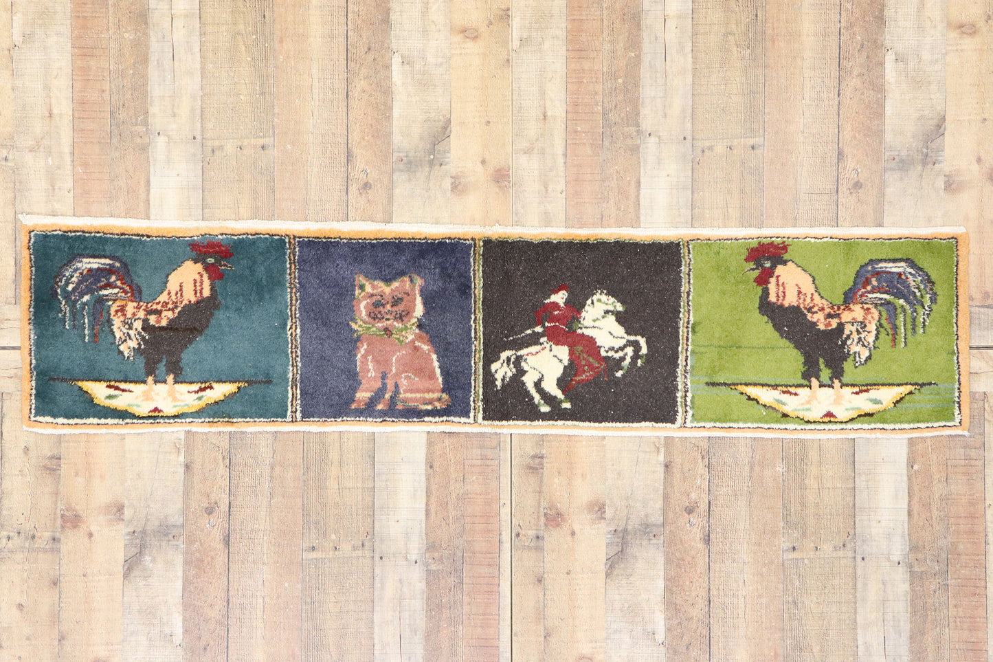 2 x 7 Vintage Turkish Pictorial Rug 53483