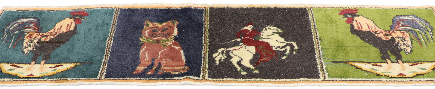 2 x 7 Vintage Turkish Pictorial Rug 53483