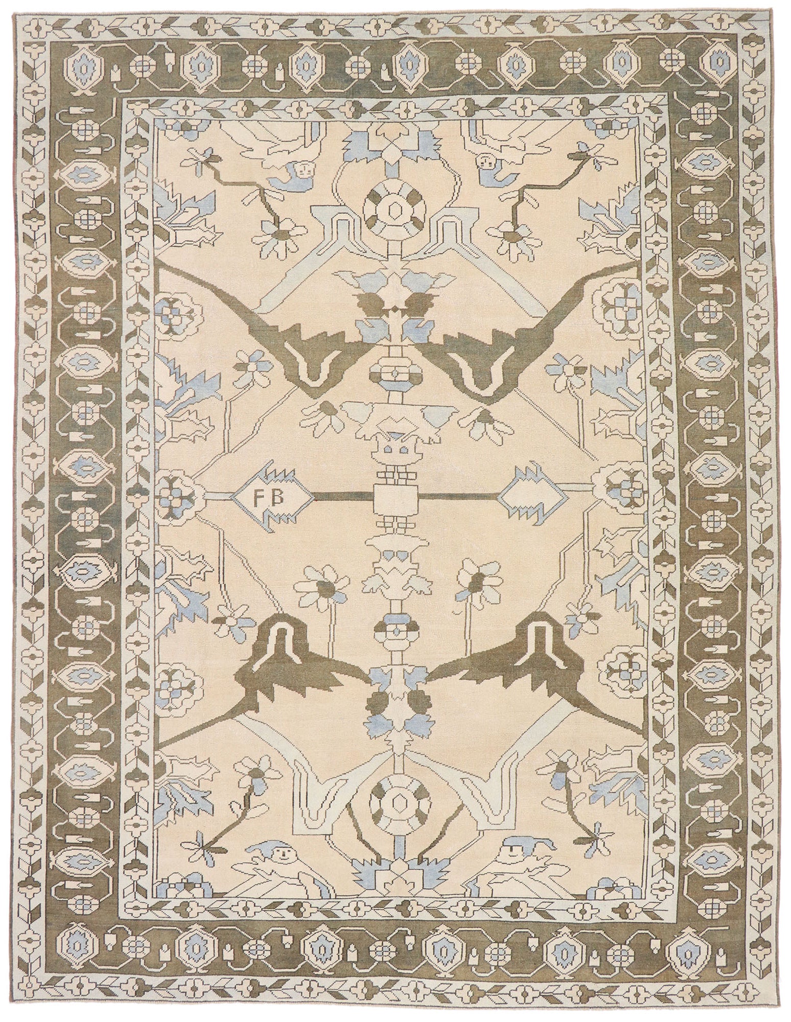 9 x 12 Vintage Turkish Oushak Rug 53485