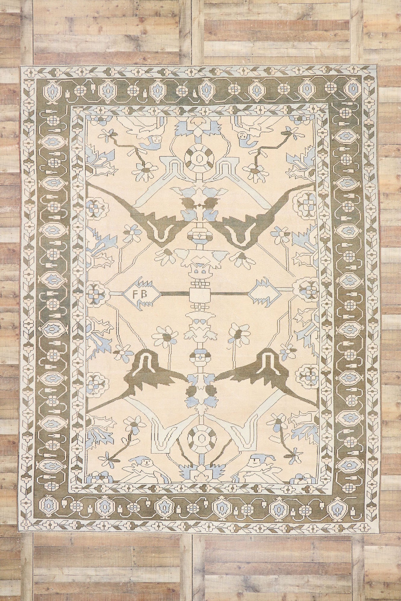 9 x 12 Vintage Turkish Oushak Rug 53485