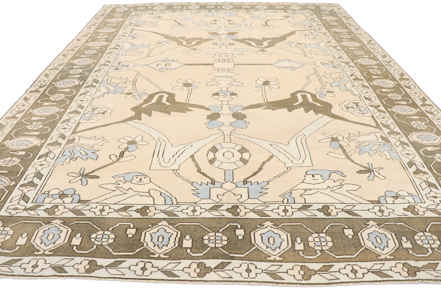 9 x 12 Vintage Turkish Oushak Rug 53485