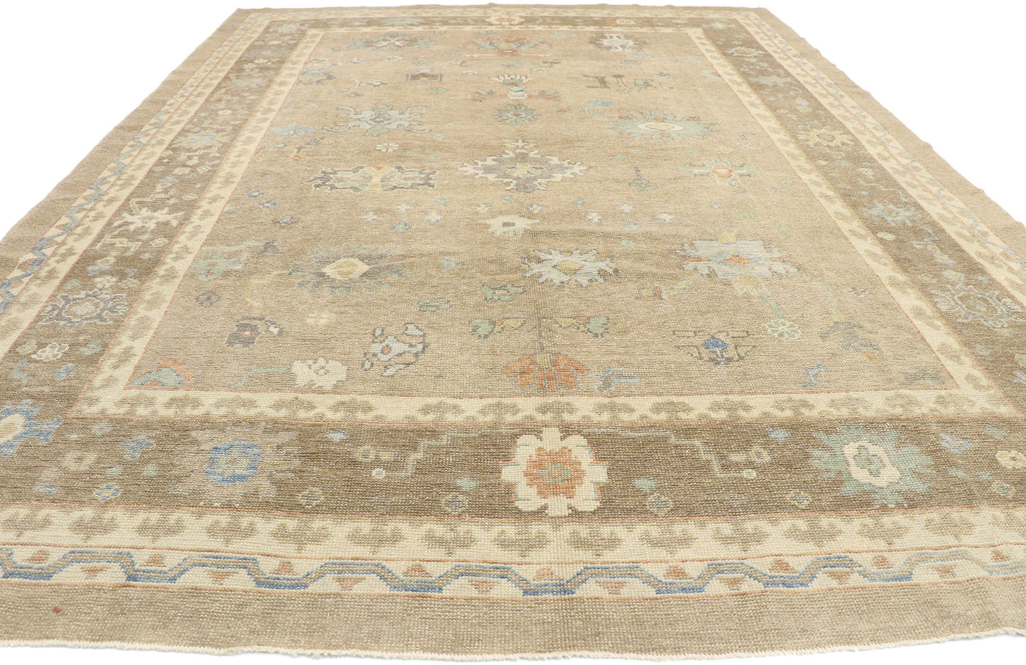 10 x 14 Modern Earth-Tone Turkish Oushak Rug 53516
