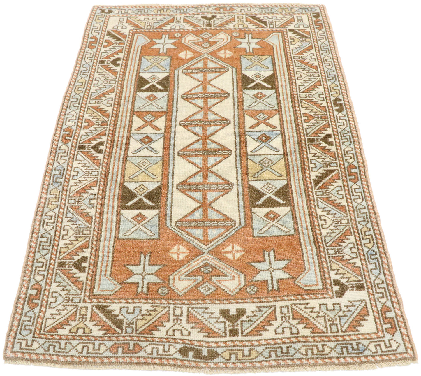 3 x 4 Vintage Turkish Oushak Rug 53522