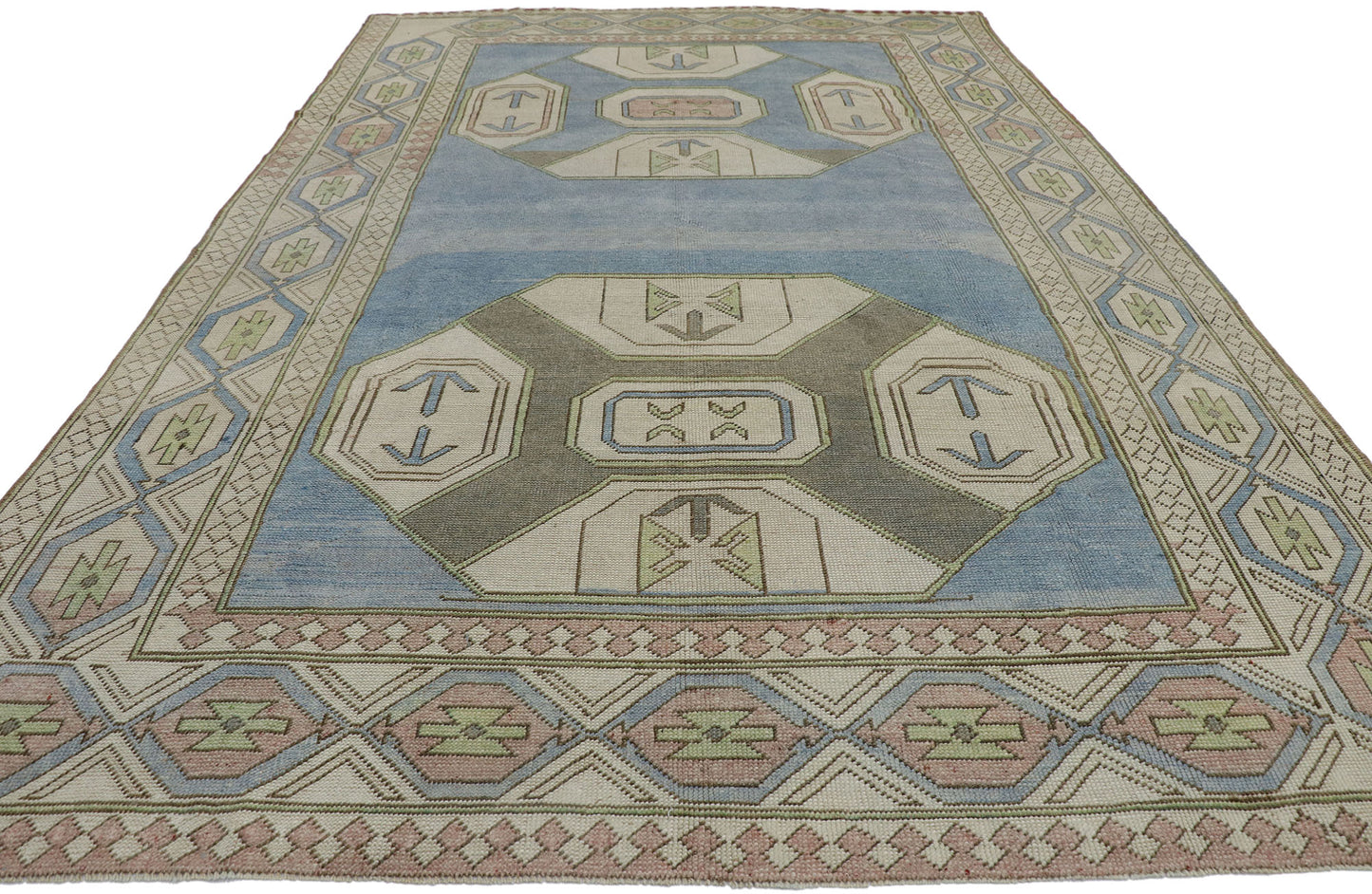 7 x 10 Vintage Turkish Oushak Rug 53569