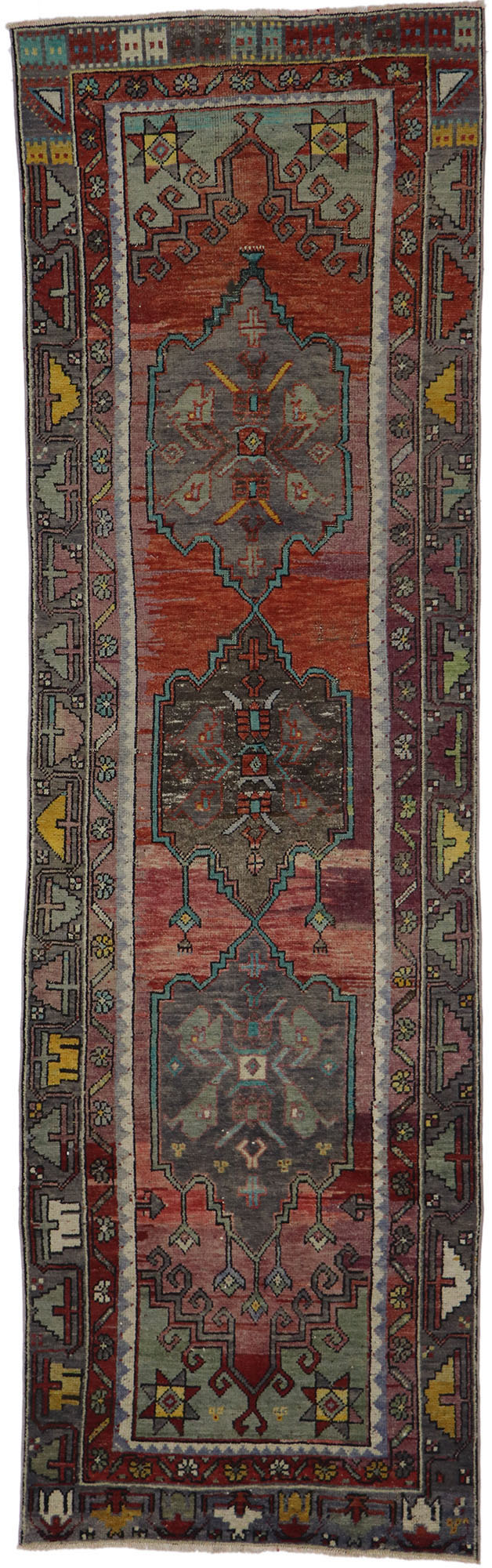 3 x 10 Vintage Turkish Oushak Runner 53615