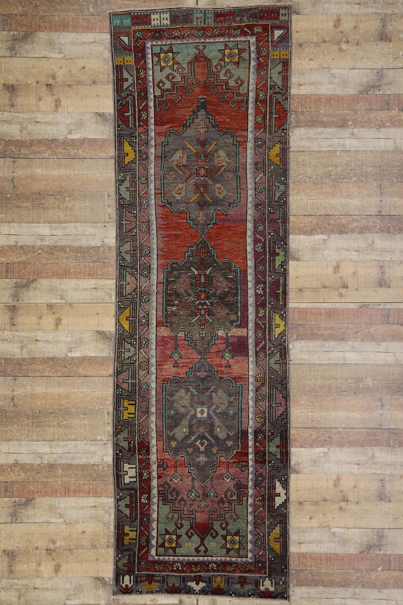3 x 10 Vintage Turkish Oushak Runner 53615