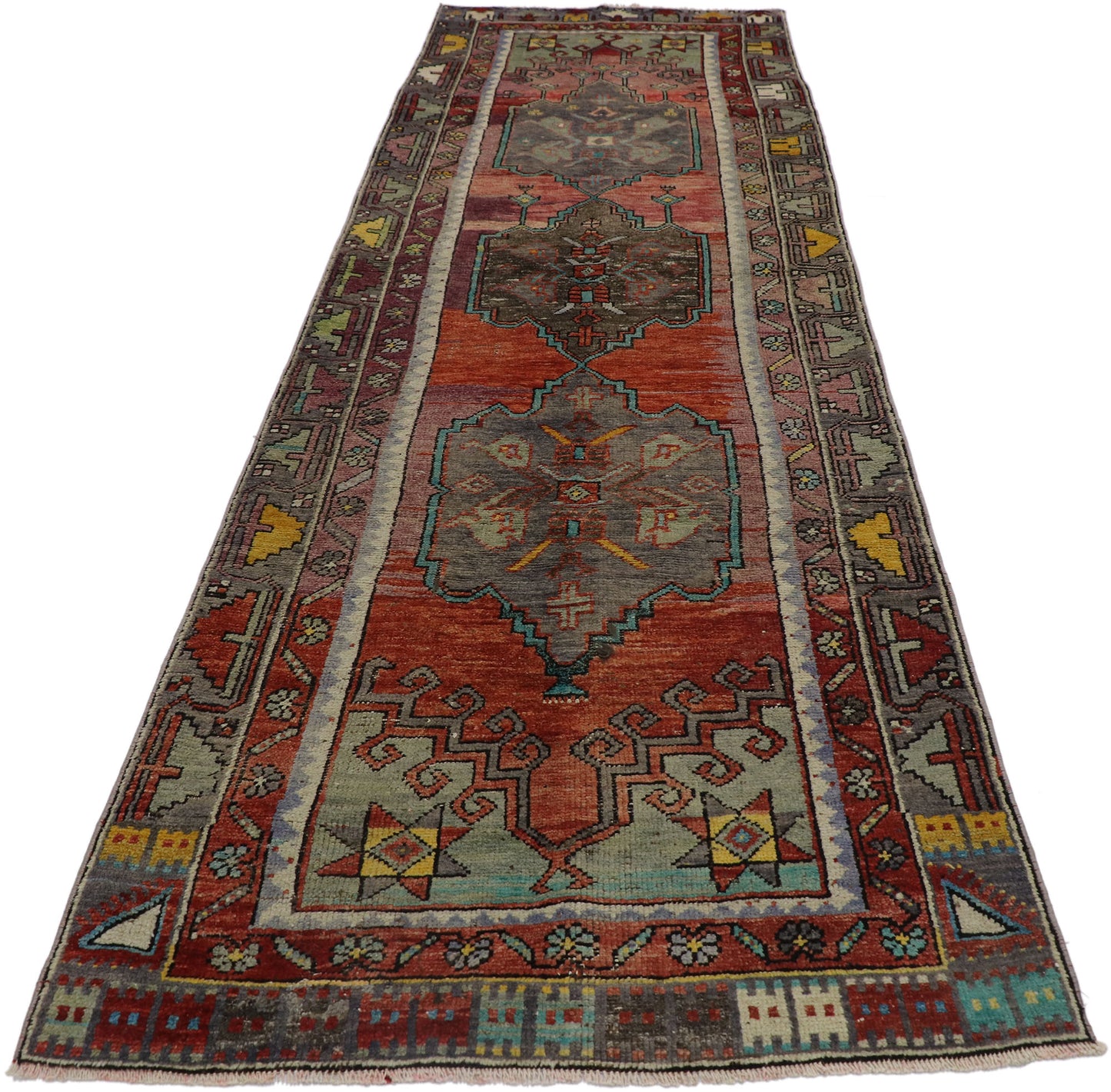 3 x 10 Vintage Turkish Oushak Runner 53615