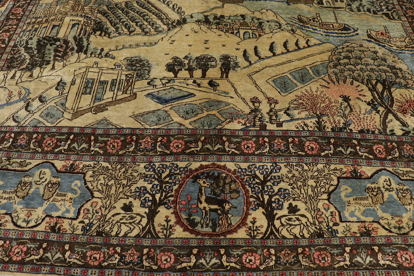 9 x 12 Antique Persian Tabriz Pictorial Rug 53653