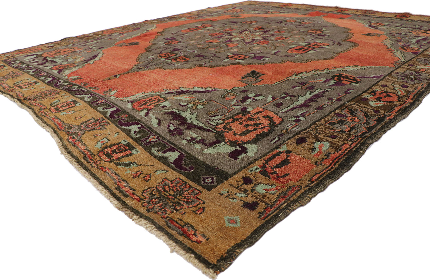 9 x 10 Vintage Turkish Oushak Rug 53668