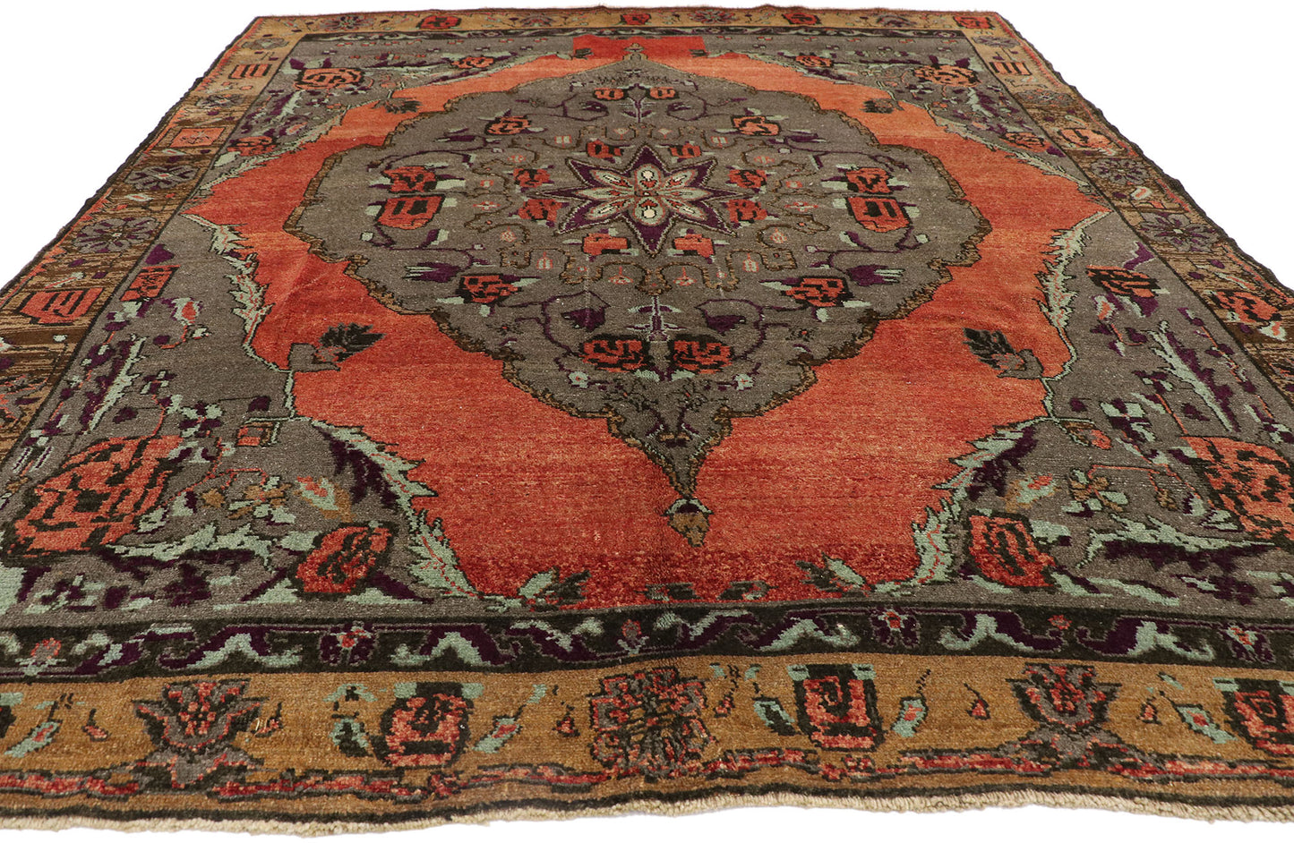 9 x 10 Vintage Turkish Oushak Rug 53668