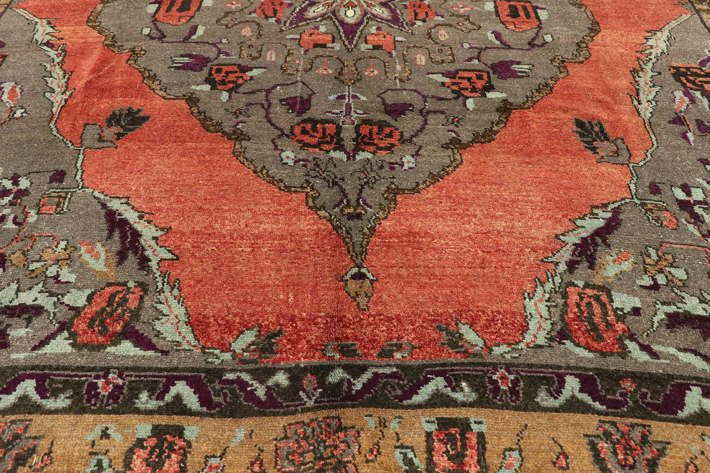 9 x 10 Vintage Turkish Oushak Rug 53668