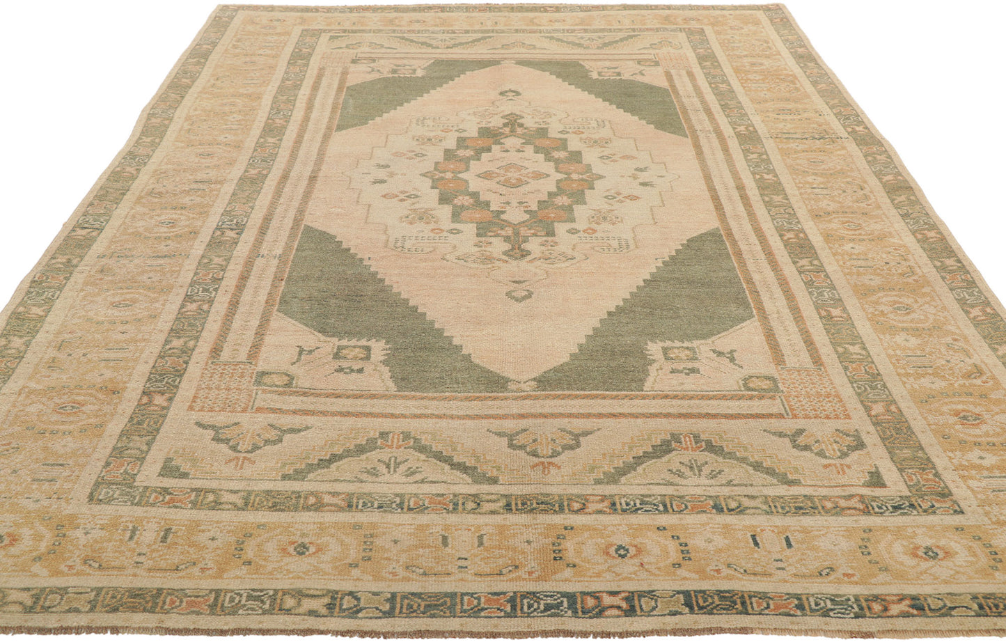 6 x 9 Vintage Turkish Oushak Rug 53678