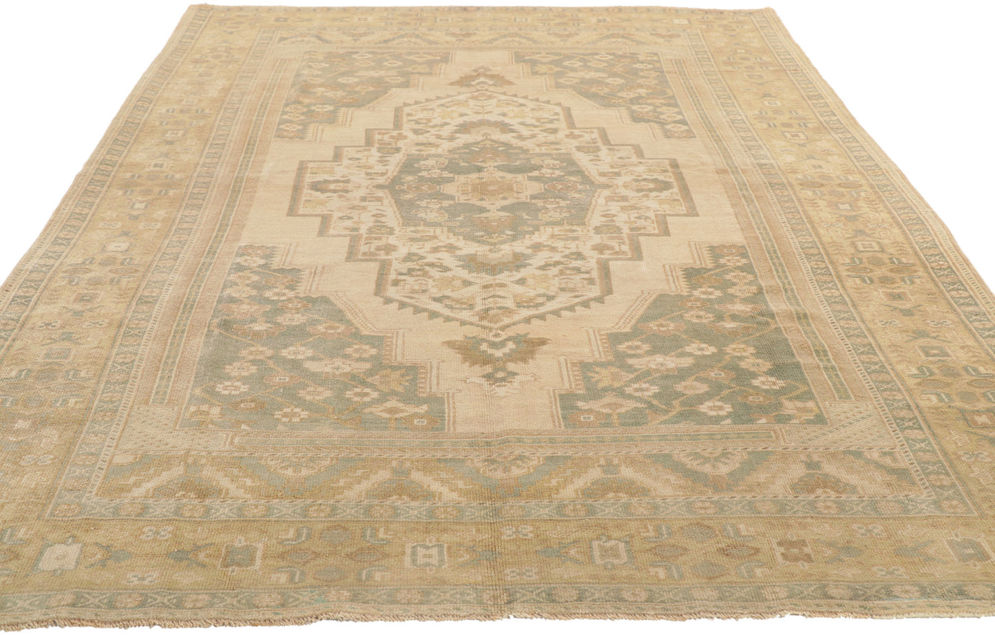 6 x 10 Vintage Turkish Oushak Rug 53687