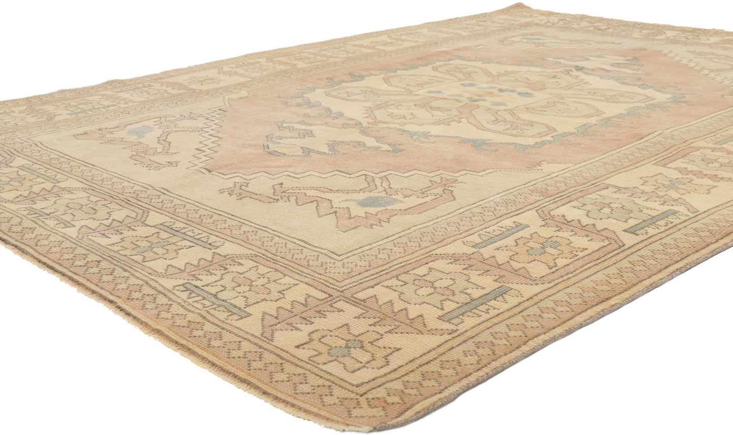 6 x 8 Vintage Pink Turkish Oushak Rug 53724