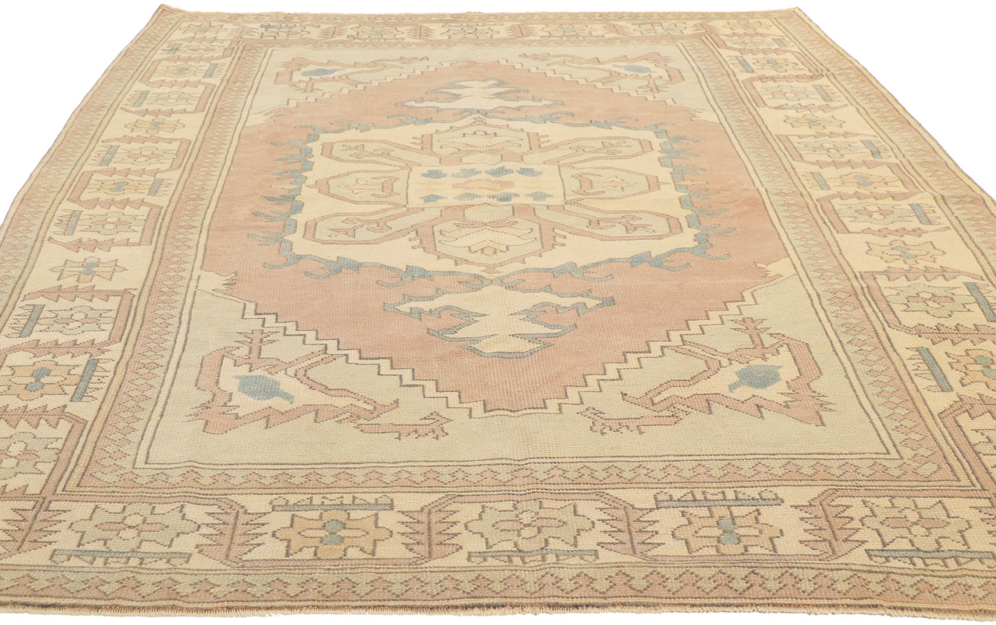 6 x 8 Vintage Pink Turkish Oushak Rug 53724