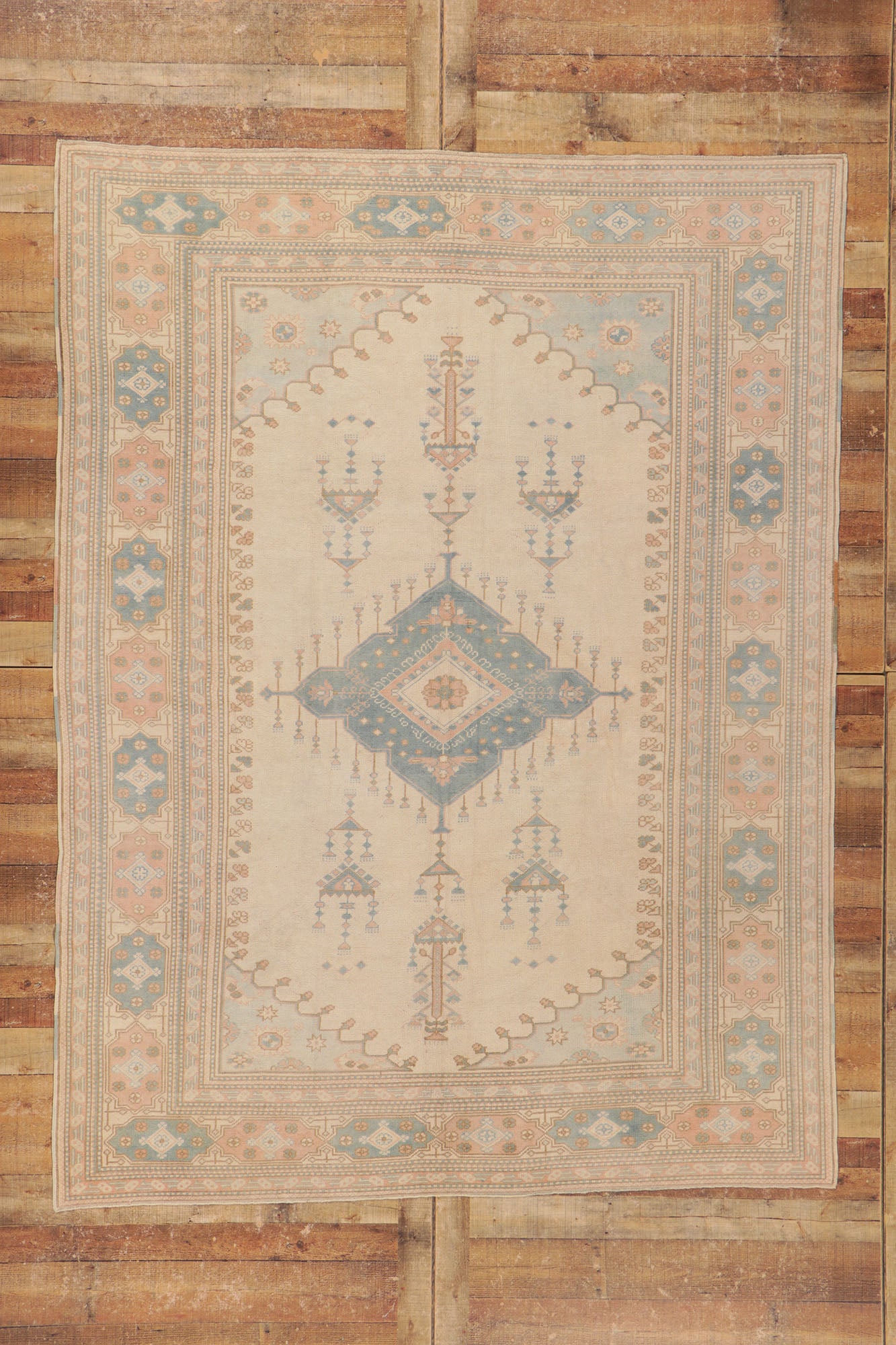 7 x 9 Vintage Turkish Oushak Rug 53728
