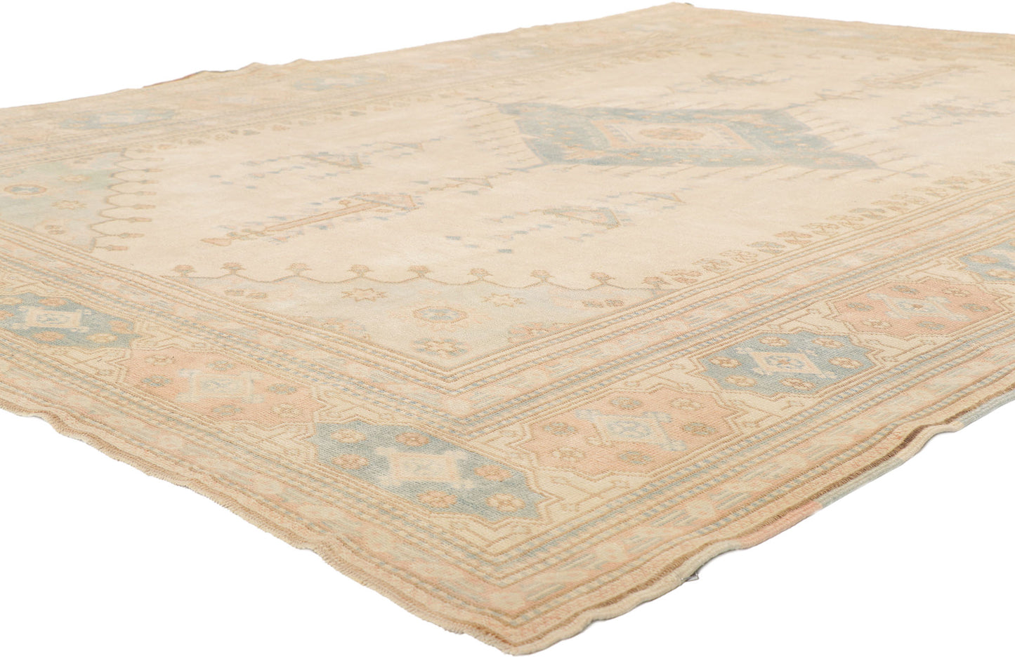 7 x 9 Vintage Turkish Oushak Rug 53728
