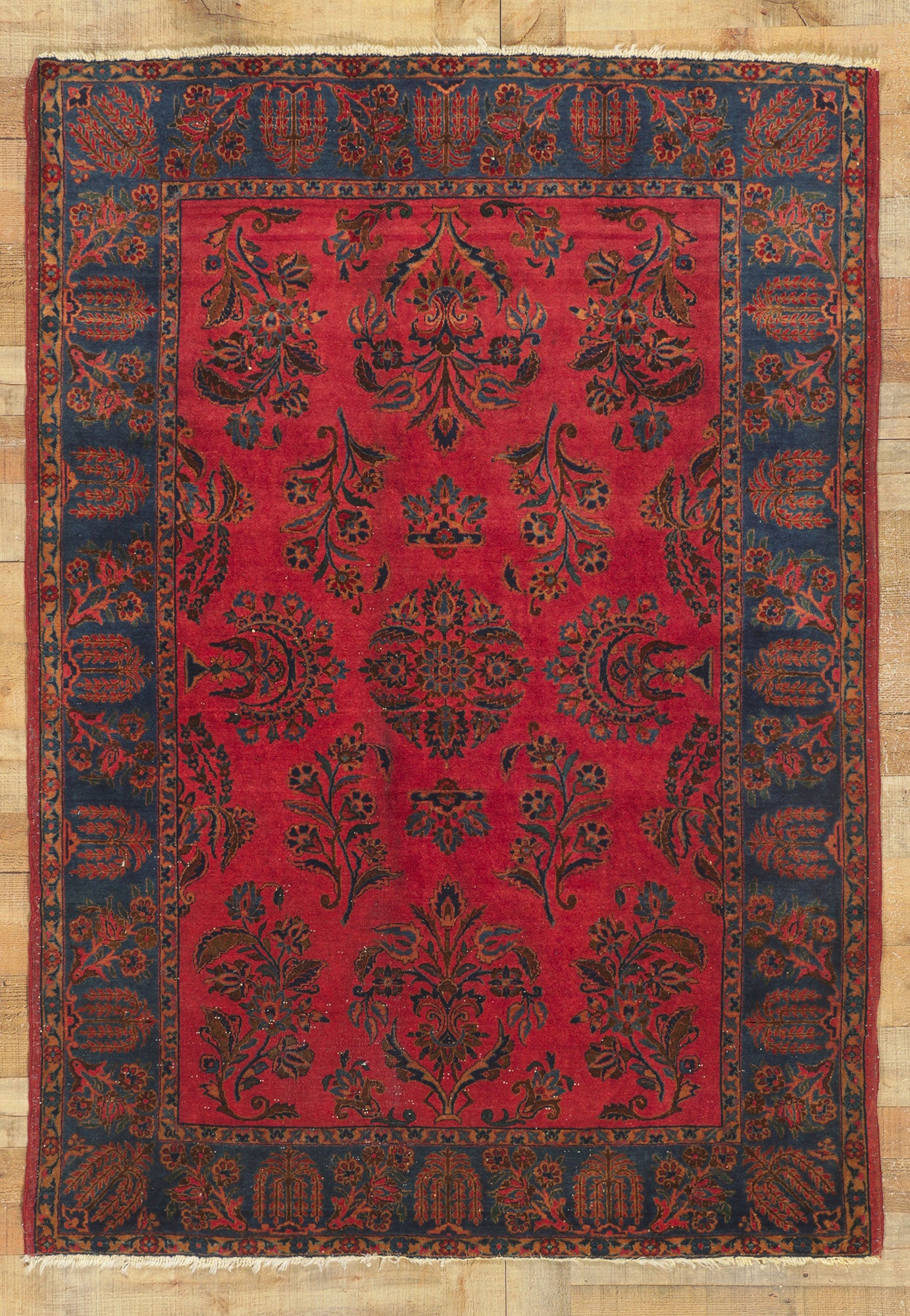5 x 6 Antique Persian Mohajeran Sarouk Rug 78451