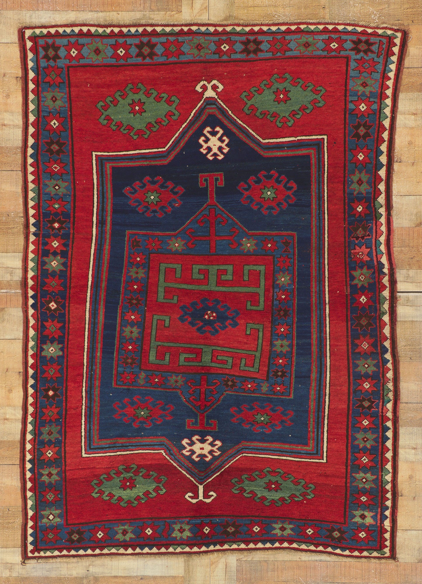 5 x 7 Antique Red Caucasian Kazak Rug 73293