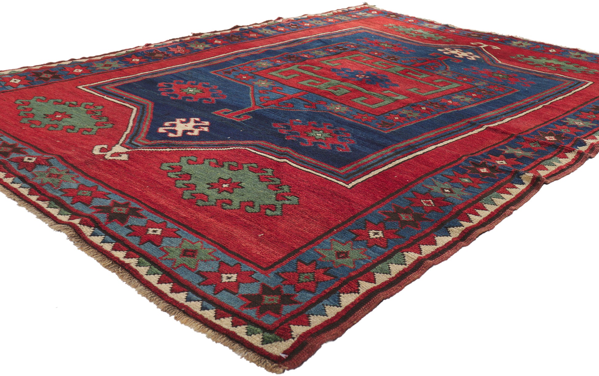 5 x 7 Antique Red Caucasian Kazak Rug 73293