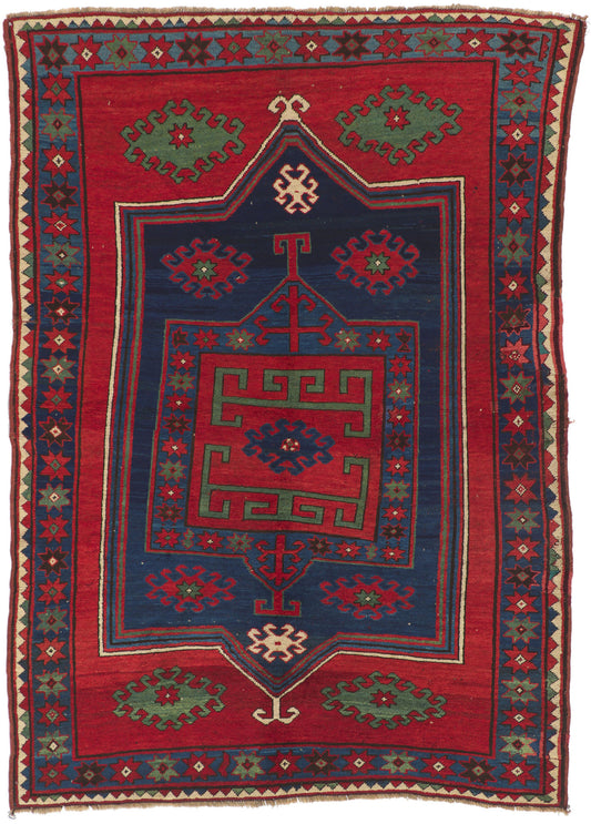 5 x 7 Antique Red Caucasian Kazak Rug 73293