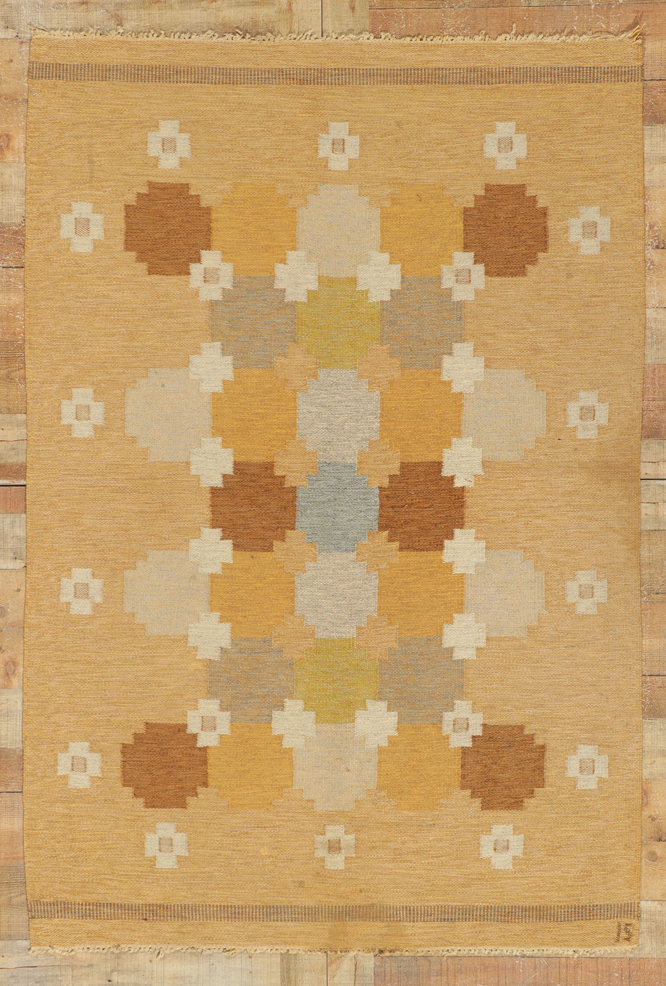 5 x 7 Ingegerd Silow Vintage Swedish Rollakan Rug 78504