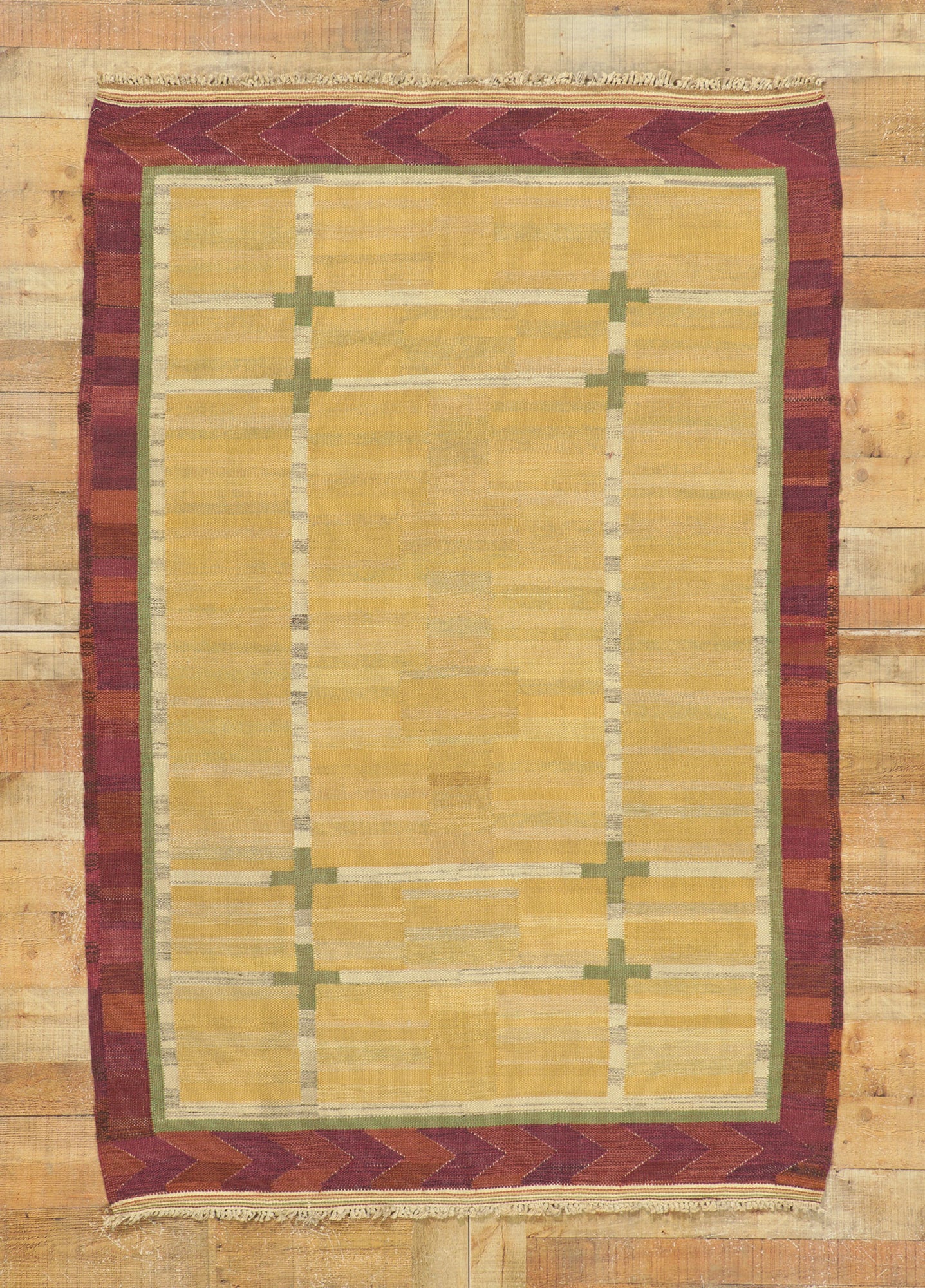 5 x 7 Vintage Swedish Rollakan Rug 78488