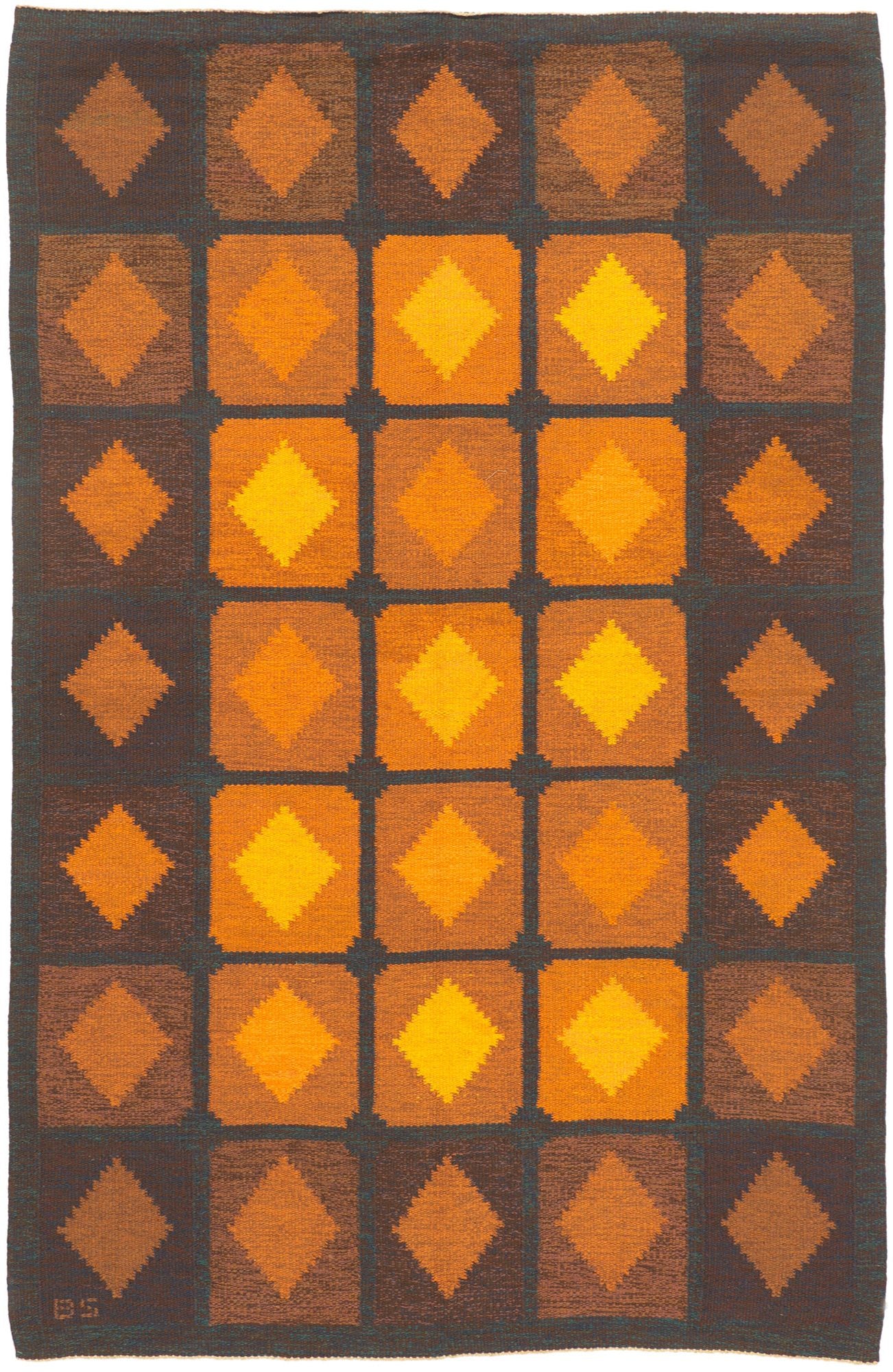 5 x 8 Brita Svefors Vintage Swedish Rollakan Rug 78483