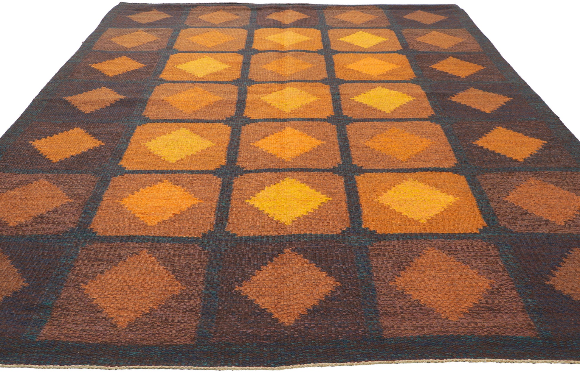 5 x 8 Brita Svefors Vintage Swedish Rollakan Rug 78483