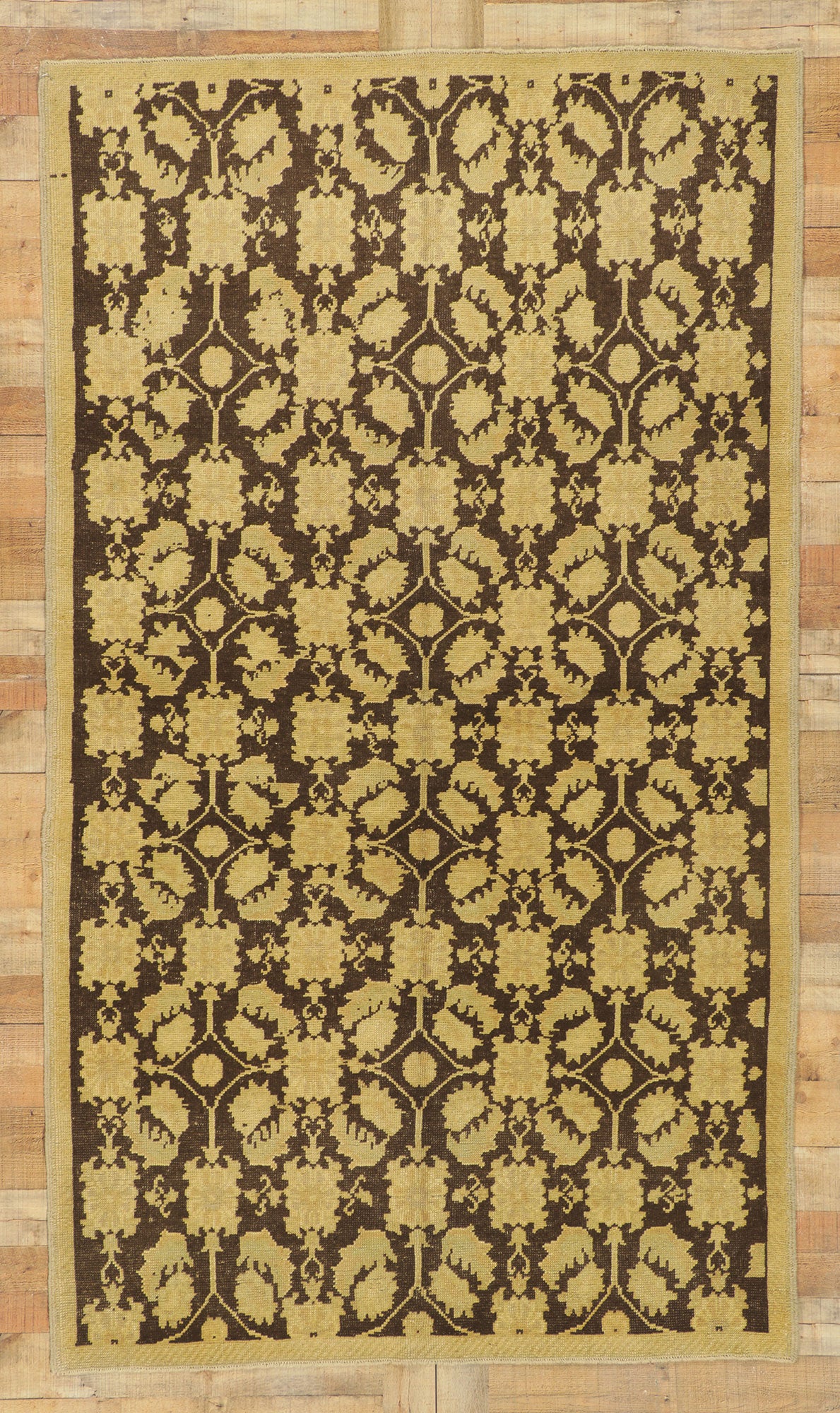 5 x 8 Vintage Brown Turkish Oushak Rug 50846