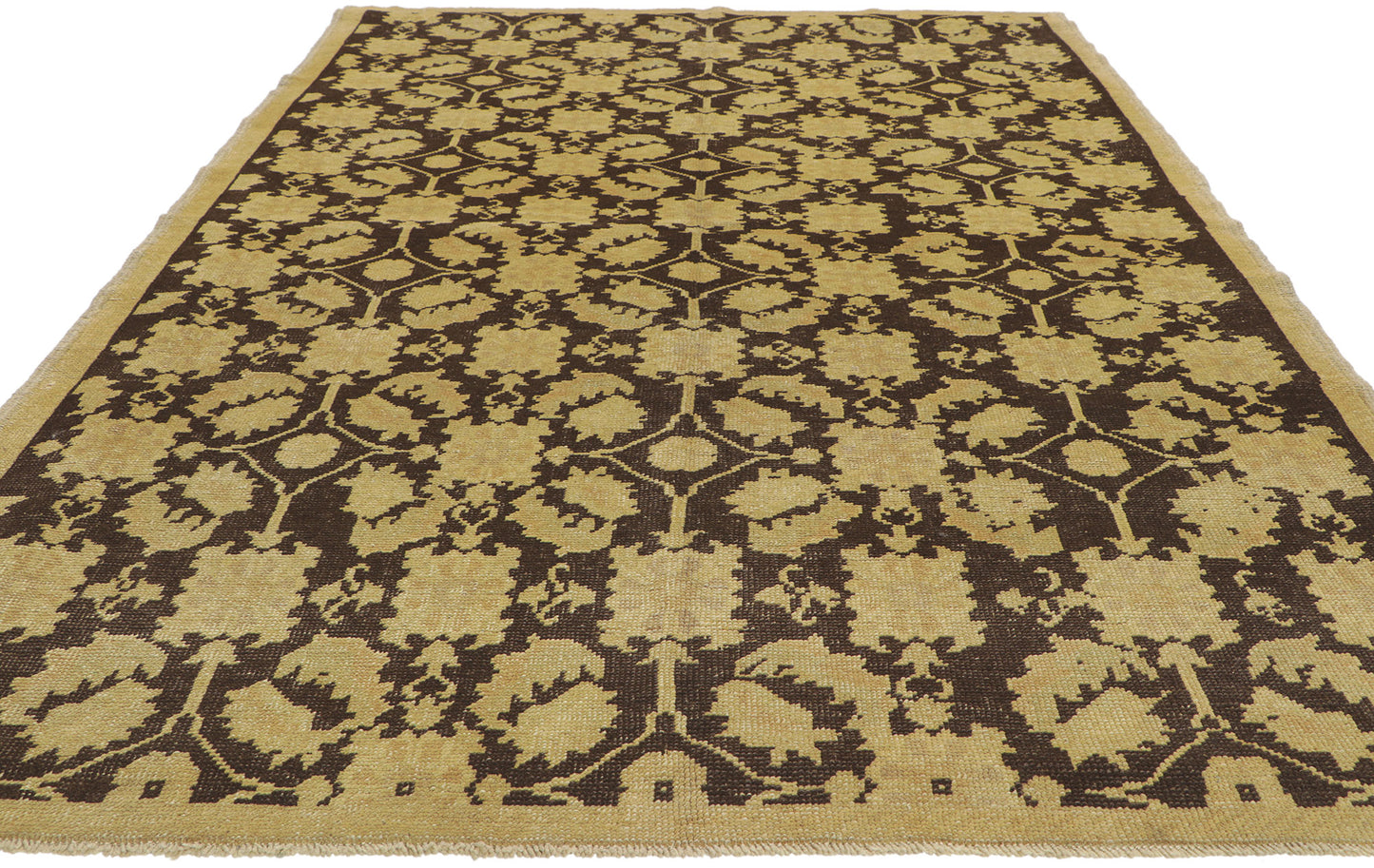 5 x 8 Vintage Brown Turkish Oushak Rug 50846