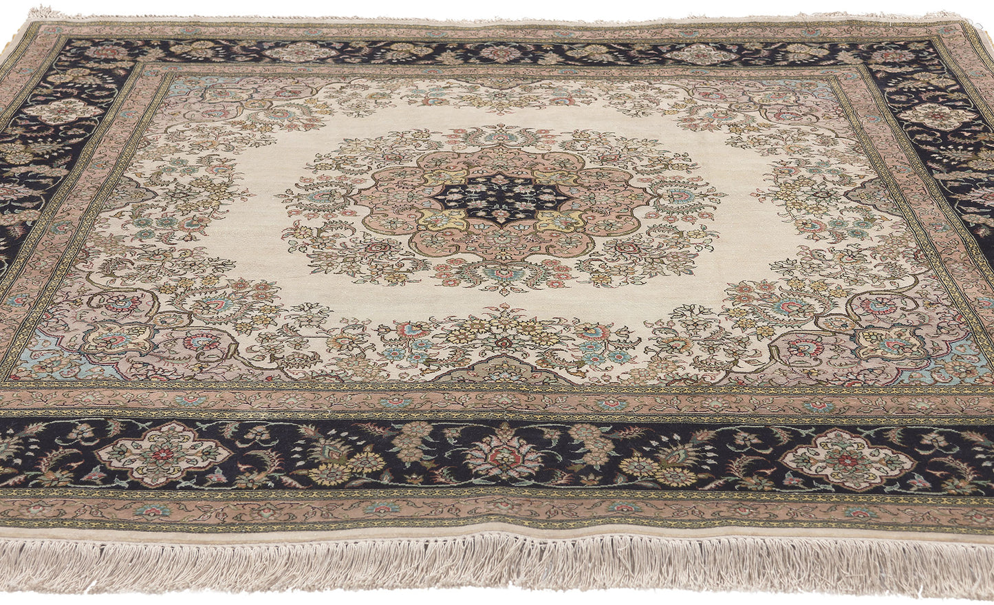 5 x 5 Vintage Turkish Silk Kayseri Rug 78622