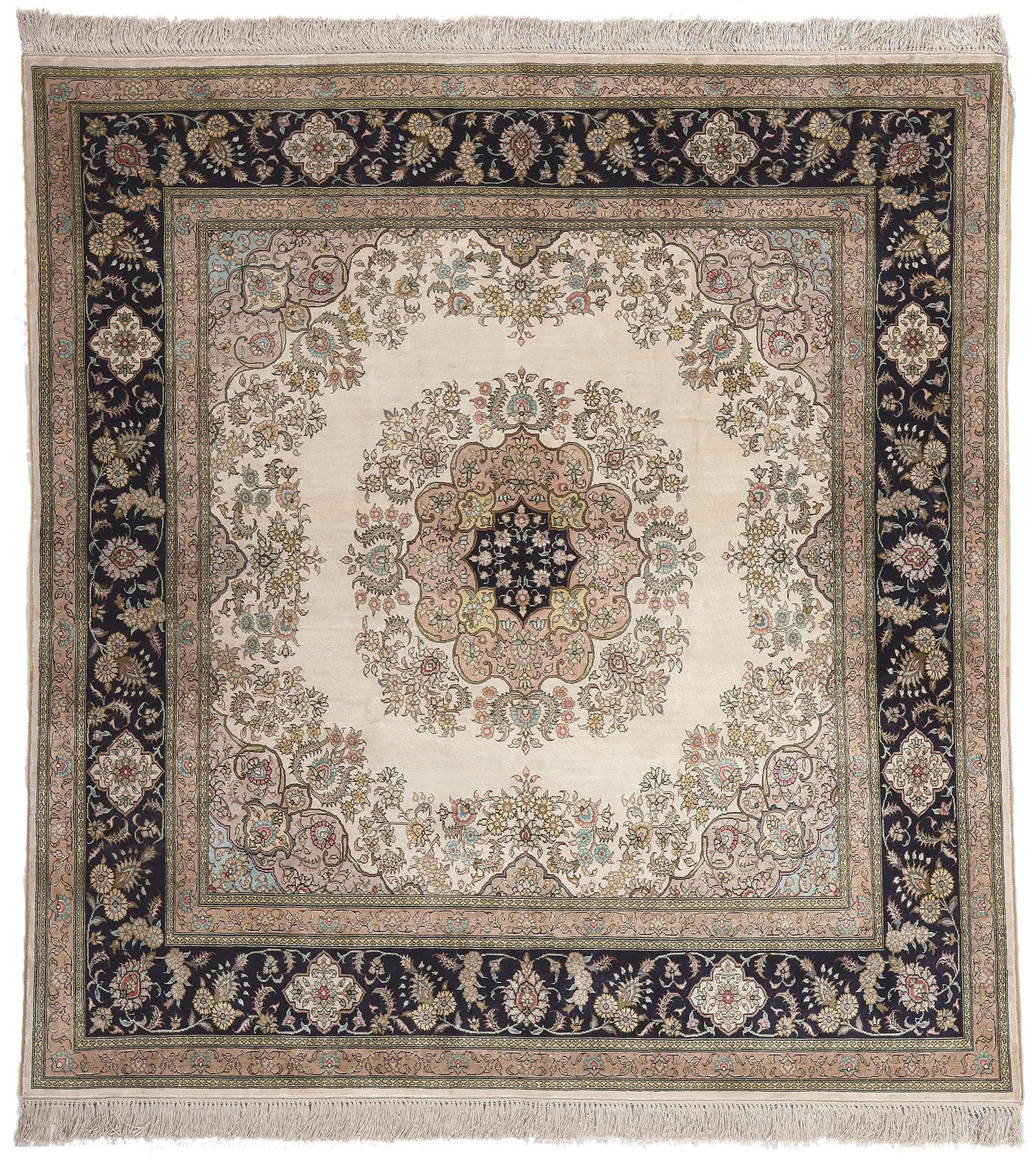 5 x 5 Vintage Turkish Silk Kayseri Rug 78622