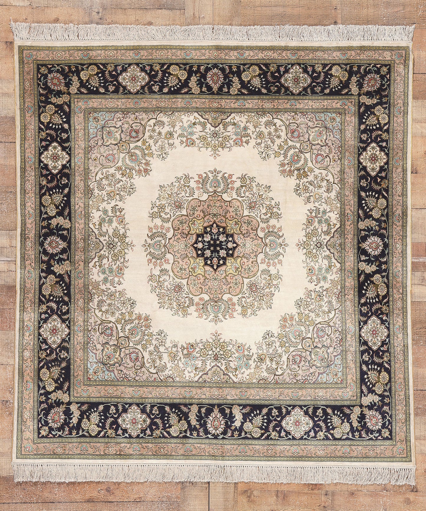 5 x 5 Vintage Turkish Silk Kayseri Rug 78622