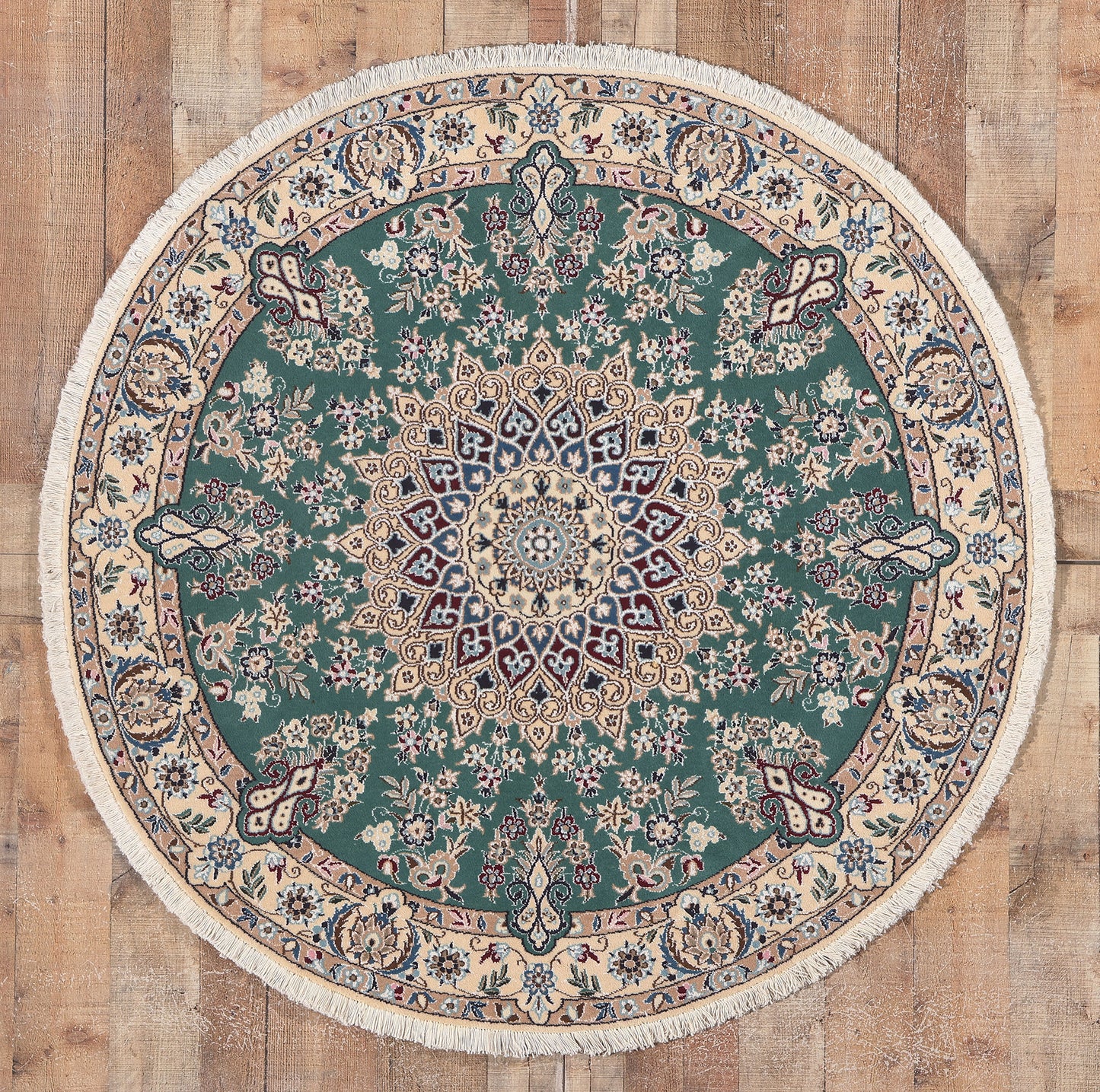 5 x 5 Vintage Persian Nain Round Rug 78596