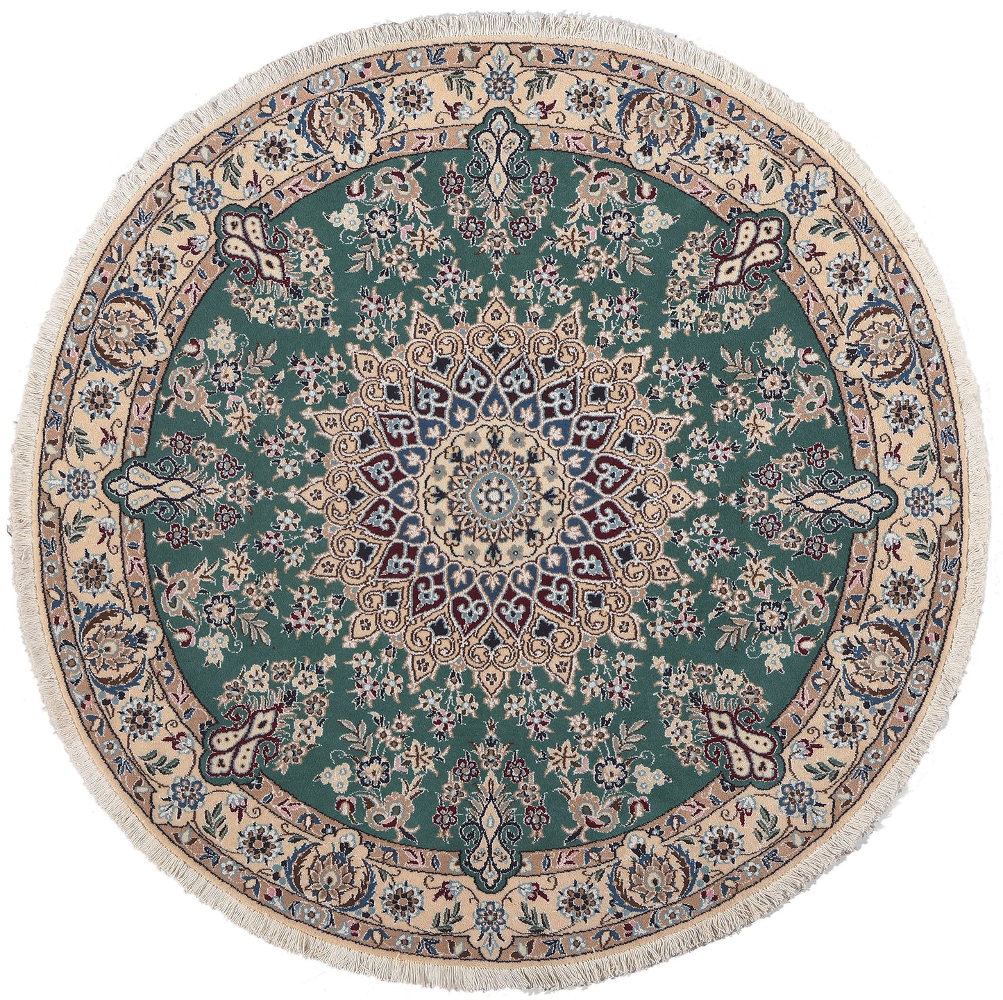 5 x 5 Vintage Persian Nain Round Rug 78596