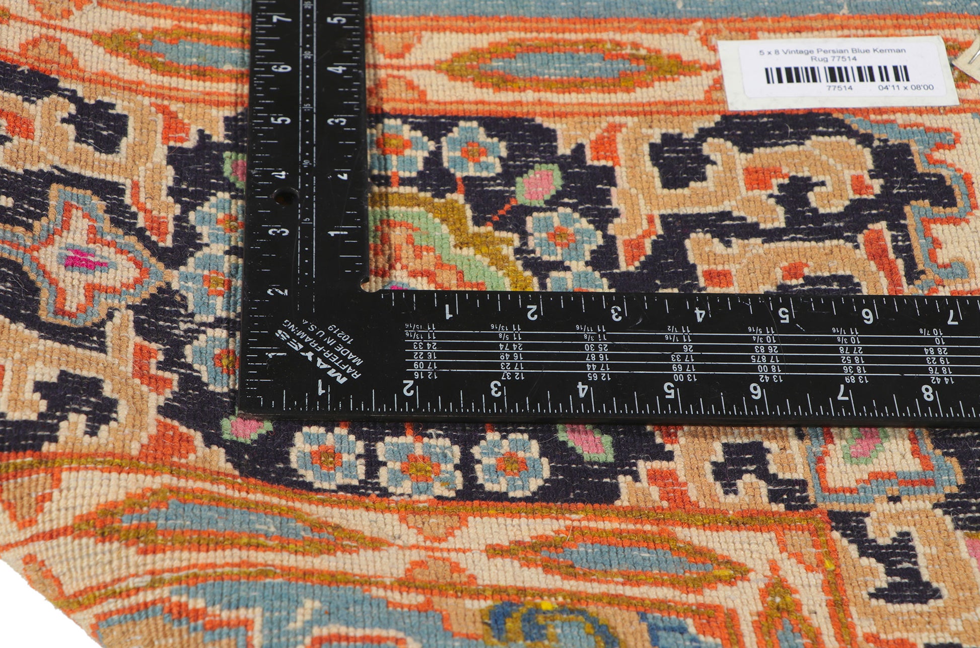 5 x 8 Vintage Blue Persian Kerman Rug 77514