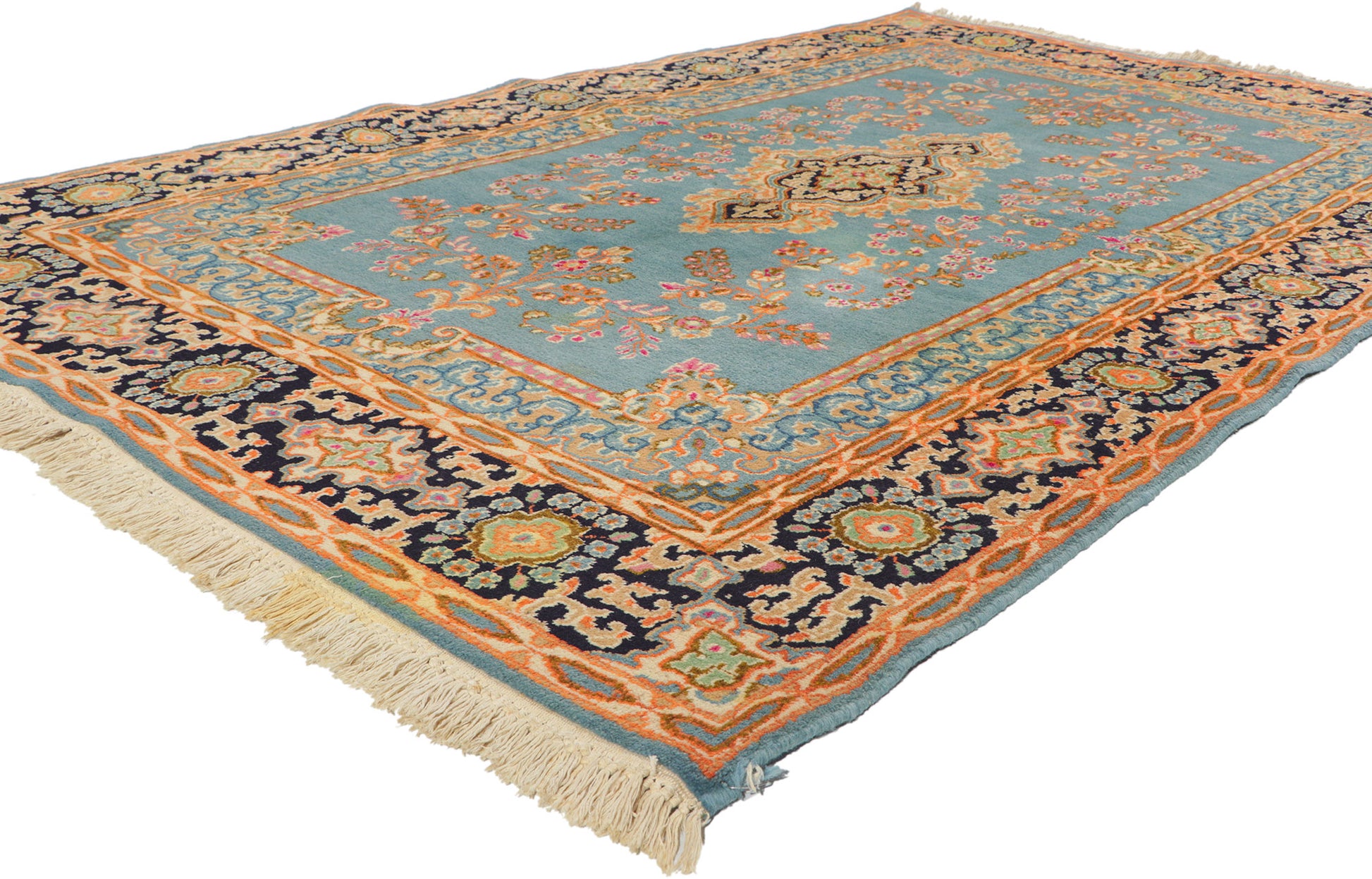 5 x 8 Vintage Blue Persian Kerman Rug 77514