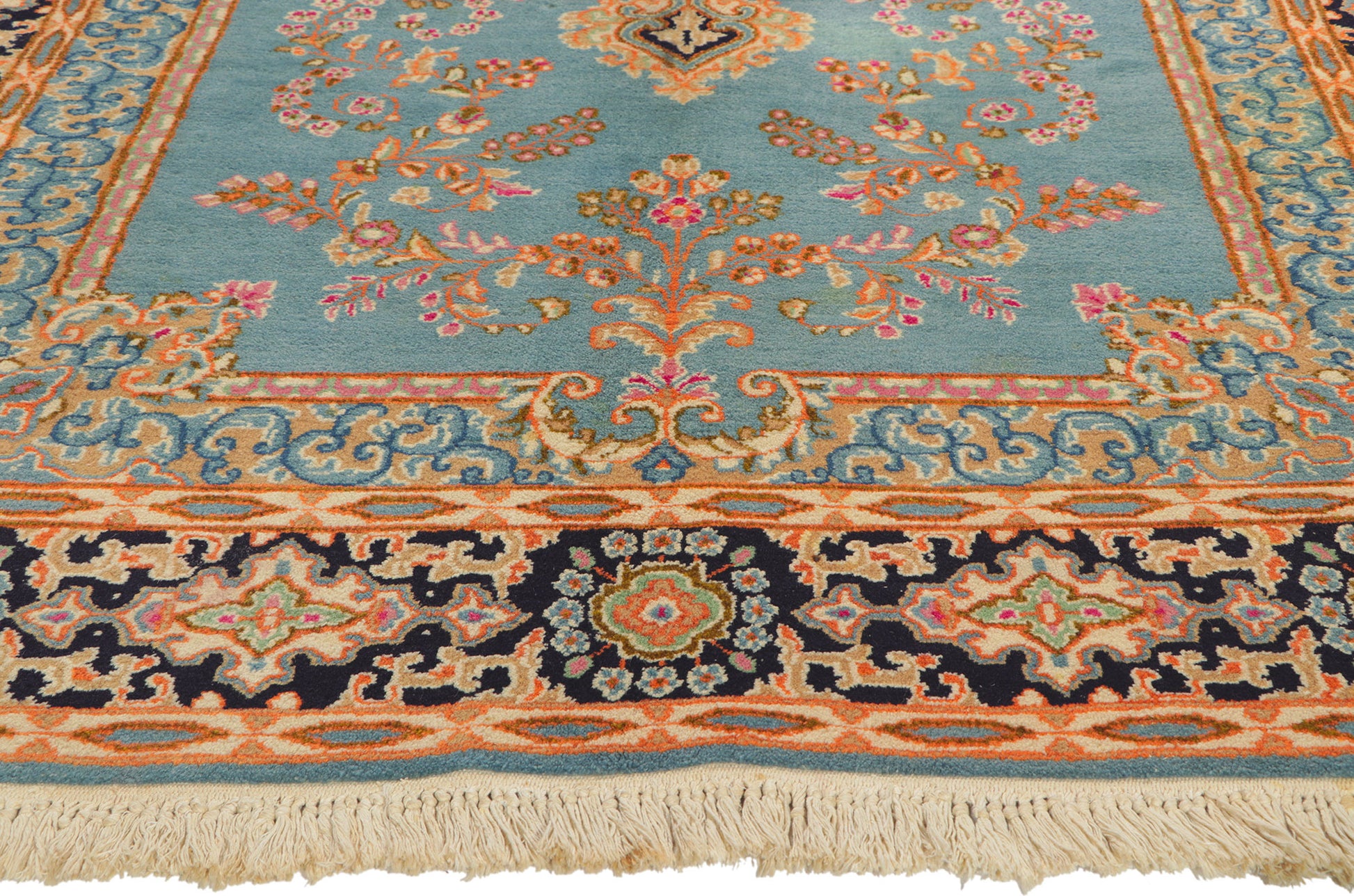 5 x 8 Vintage Blue Persian Kerman Rug 77514