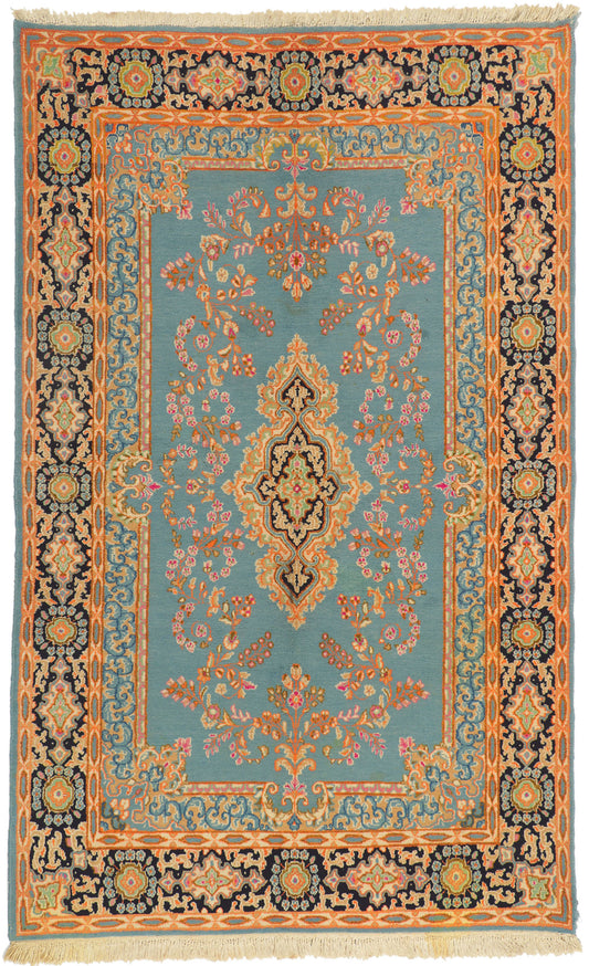 5 x 8 Vintage Blue Persian Kerman Rug 77514