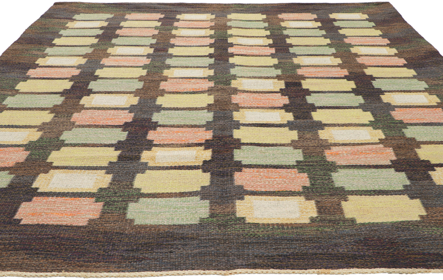 ���6 x 7 Judith Johansson Vintage Swedish Rollakan Rug 78492