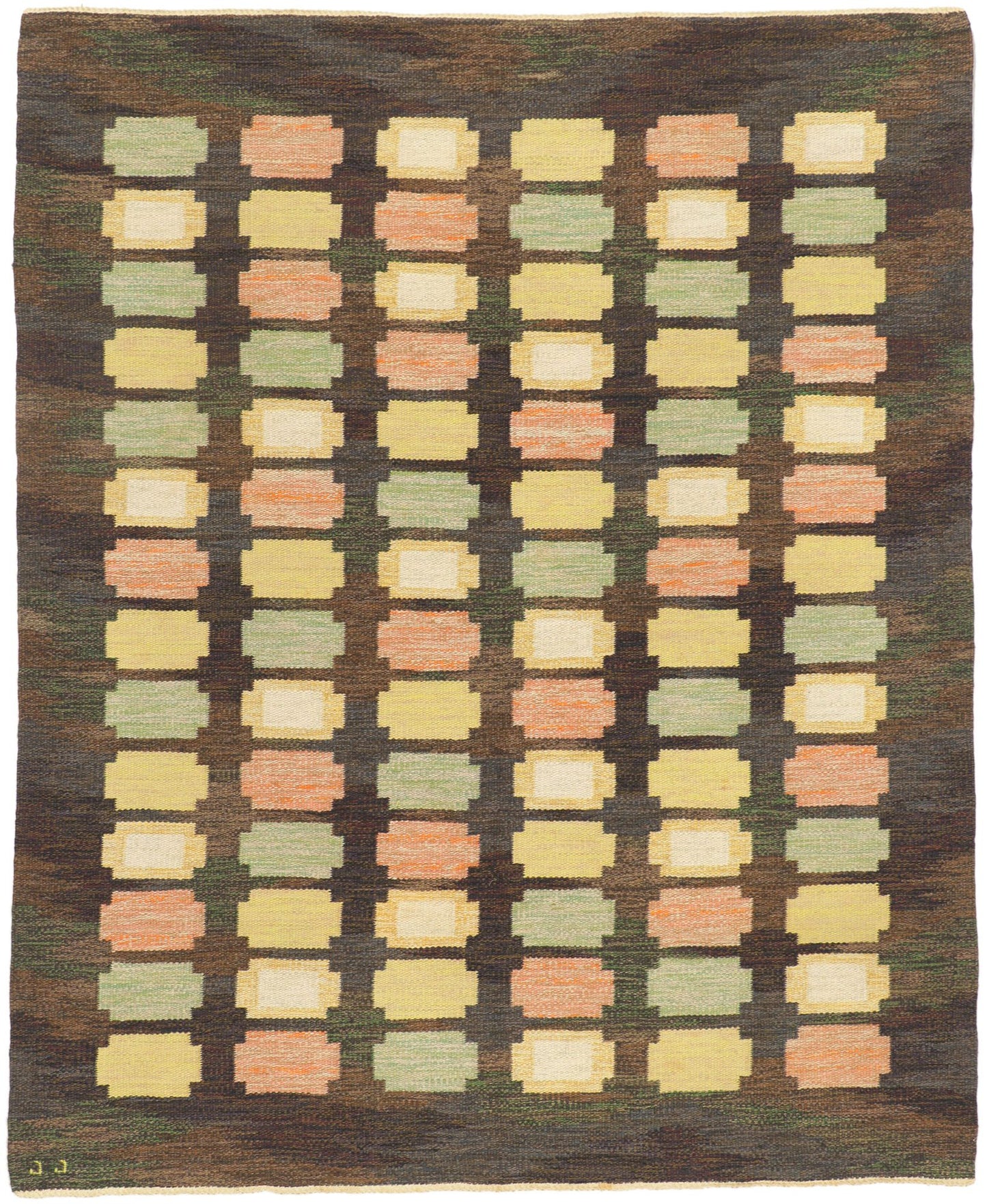 ���6 x 7 Judith Johansson Vintage Swedish Rollakan Rug 78492
