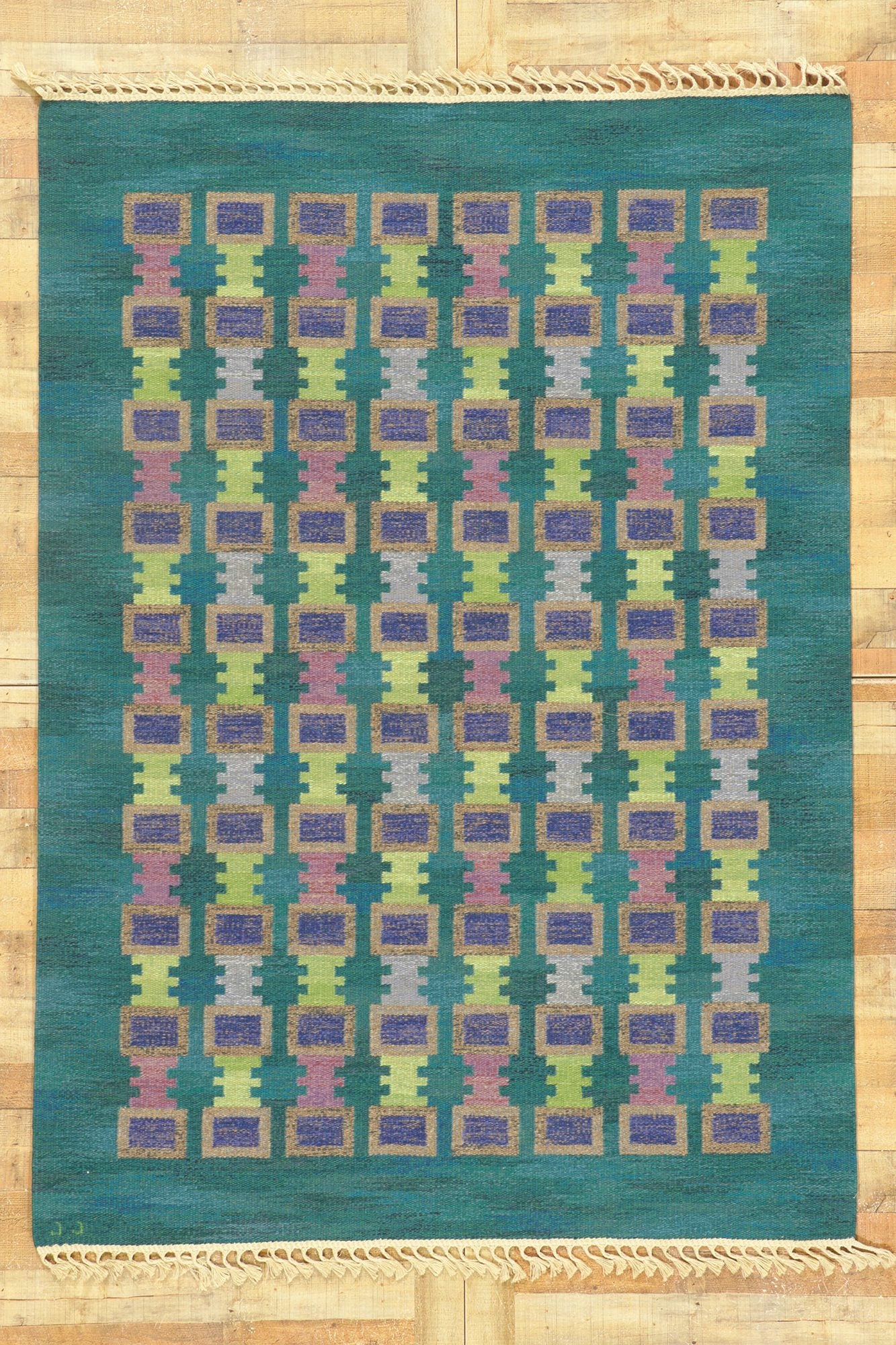 6 x 8 Judith Johansson Vintage Swedish Rollakan Rug 78495