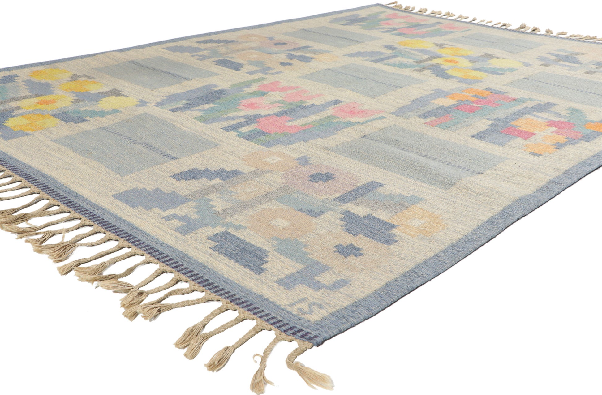 6 x 8 Ingegerd Silow Vintage Swedish Rollakan Rug 78496