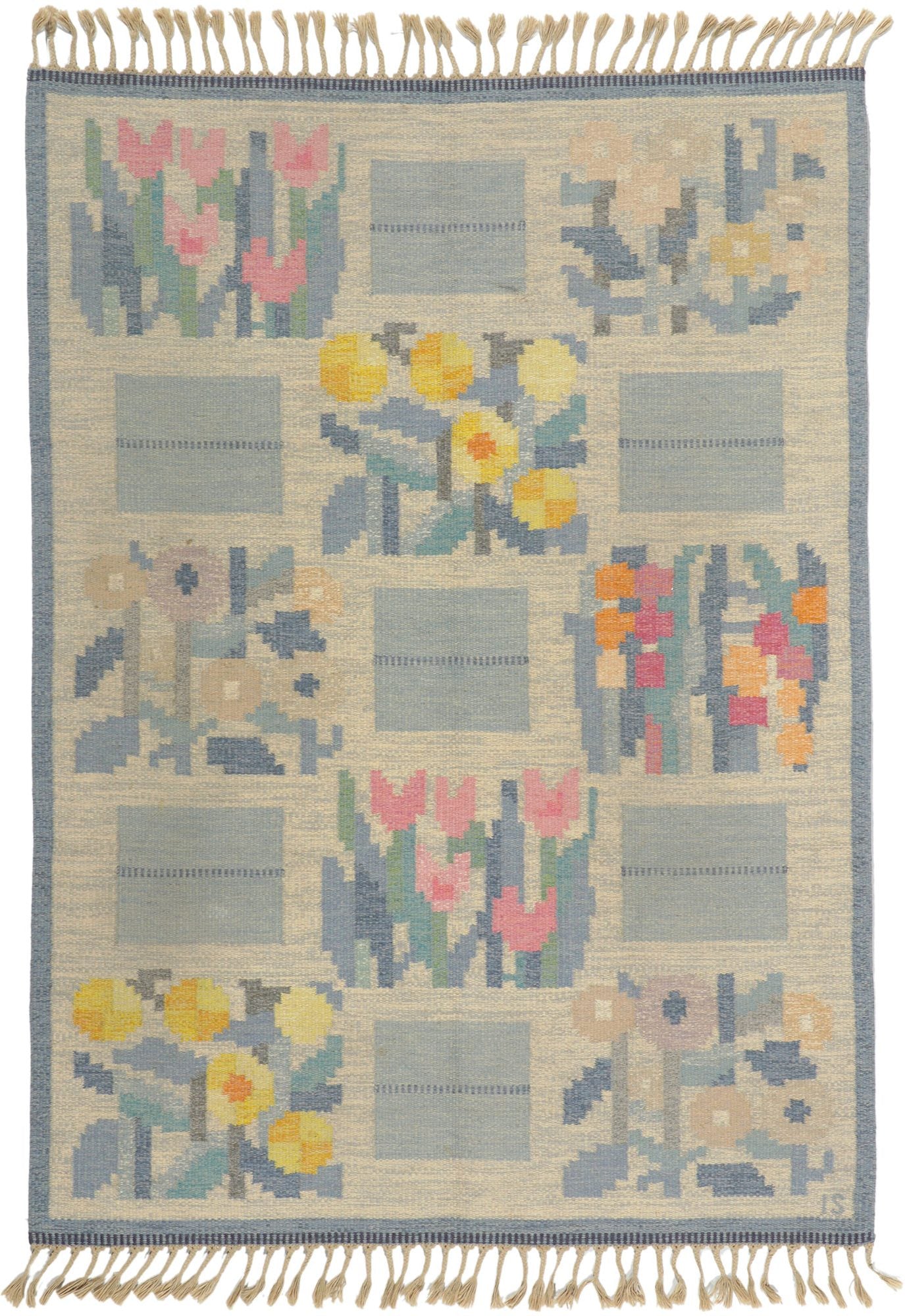 6 x 8 Ingegerd Silow Vintage Swedish Rollakan Rug 78496