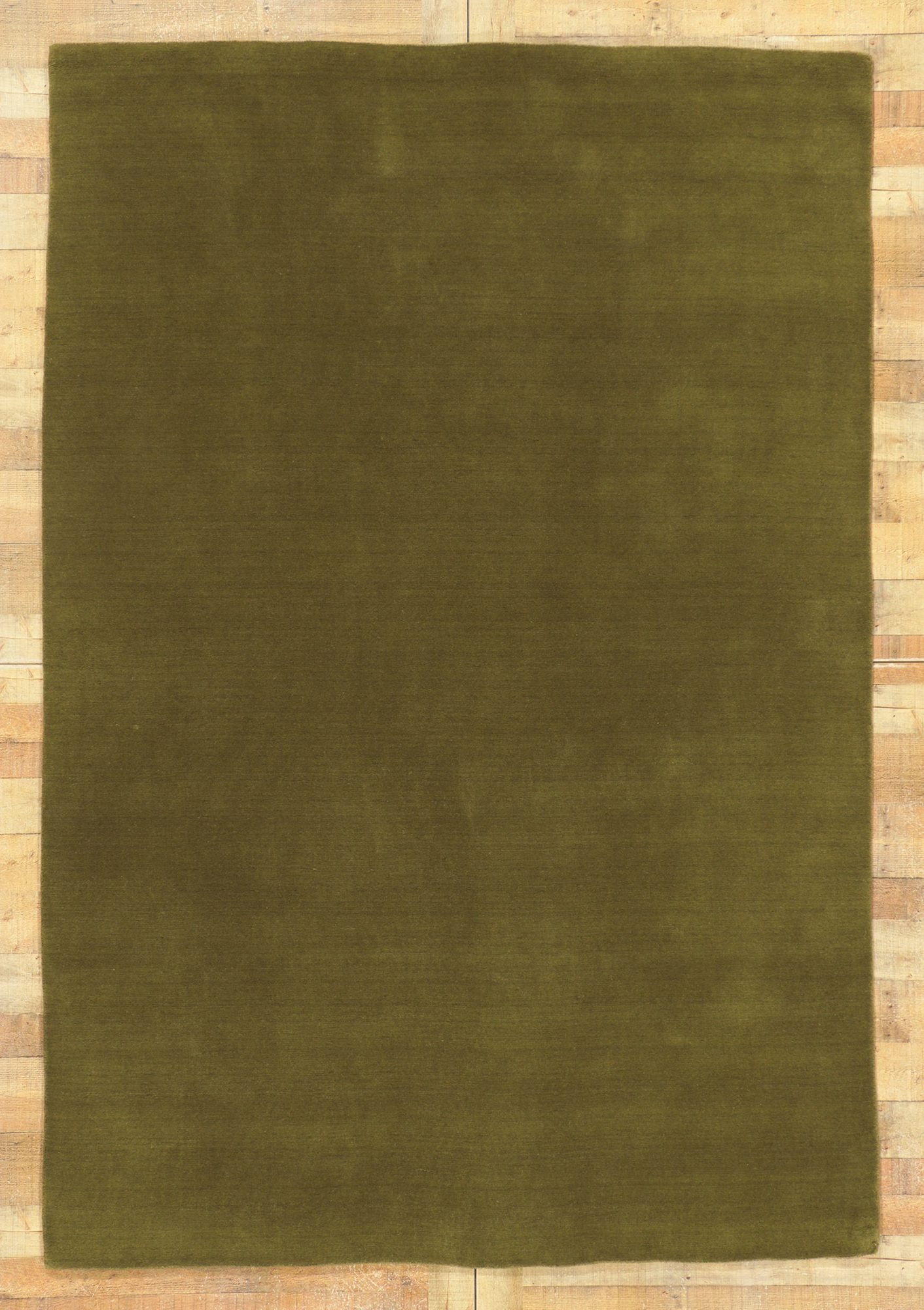 6 x 9 Solid Olive Green Modern Rug 30929